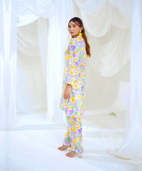 The Sunlit Blossom - Printed Lawn (PRET) - Stitched 2 Piece